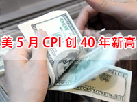 美国5月CPI数据创40年新高 华尔街：美联储或将加息75个基点！